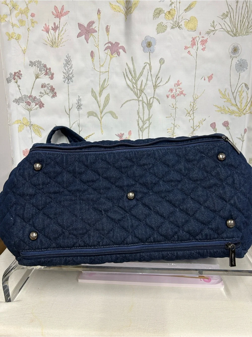 Quilted Navy Pet Carrier Tote with Shoulder Straps - Brand: